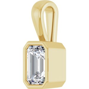 14K Yellow Gold 6x4 mm Emerald Charm/Pendant Mounting – image 3