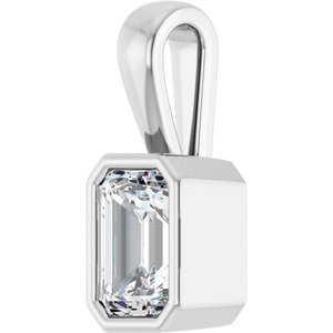 10K White Gold 6x4 mm Emerald Charm/Pendant Mounting – image 3