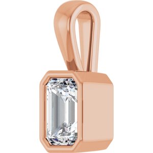 14K Rose Gold 6x4 mm Emerald Charm/Pendant Mounting – image 3