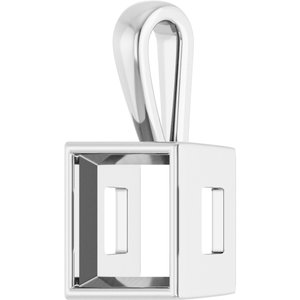 18K X1 White Gold 10x10 mm Square Charm/Pendant Mounting – image 4