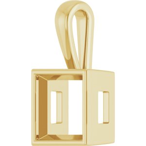 14K Yellow Gold 10x10 mm Square Charm/Pendant Mounting – image 4