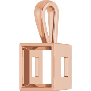 18K Rose Gold 10x10 mm Square Charm/Pendant Mounting – image 4