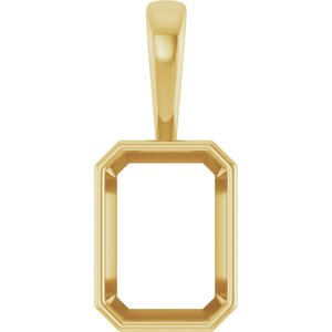 10K Yellow Gold 14x10 mm Emerald Charm/Pendant Mounting – image 2