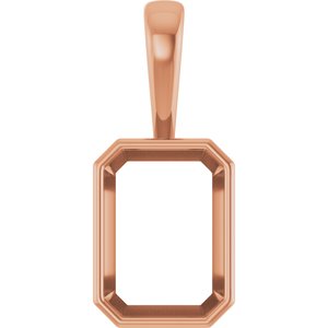 18K Rose Gold 14x10 mm Emerald Charm/Pendant Mounting – image 2