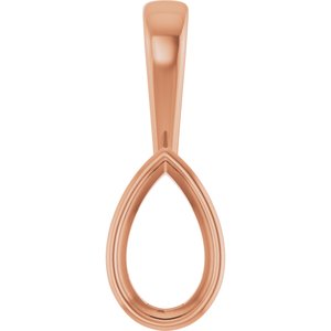 10K Rose Gold 10x6 mm Pear Charm/Pendant Mounting – image 2