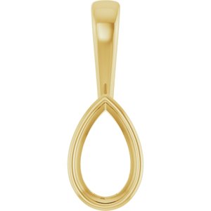 18K Yellow Gold 10x6 mm Pear Charm/Pendant Mounting – image 2