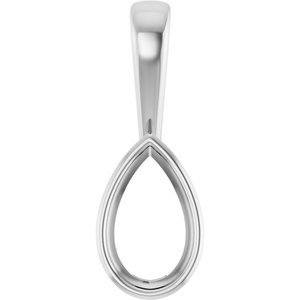 10K White Gold 10x6 mm Pear Charm/Pendant Mounting – image 2