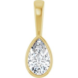 18K Yellow Gold 10x6 mm Pear Charm/Pendant Mounting
