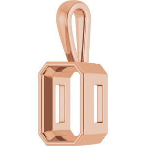 14K Rose Gold 14x10 mm Emerald Charm/Pendant Mounting – image 4