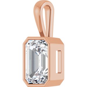 18K Rose Gold 14x10 mm Emerald Charm/Pendant Mounting – image 3