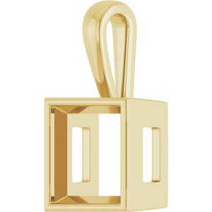 10K Yellow Gold 12x12 mm Square Charm/Pendant Mounting – image 4