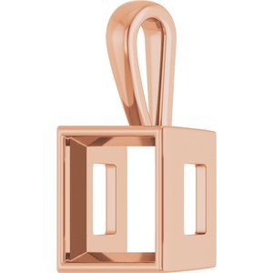 14K Rose Gold 12x12 mm Square Charm/Pendant Mounting – image 4