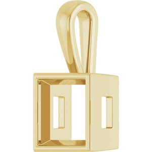 14K Yellow Gold 9x9 mm Square Charm/Pendant Mounting – image 4