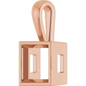 18K Rose Gold 9x9 mm Square Charm/Pendant Mounting – image 4