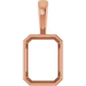10K Rose Gold 16x12 mm Emerald Charm/Pendant Mounting – image 2