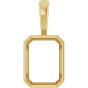 18K Yellow Gold 16x12 mm Emerald Charm/Pendant Mounting – image 2
