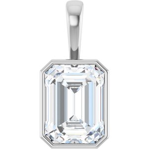 18K X1 White Gold 16x12 mm Emerald Charm/Pendant Mounting