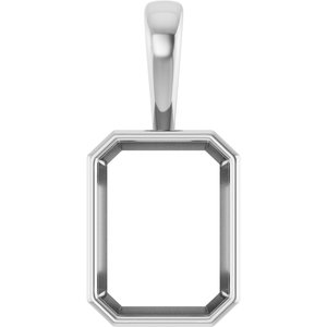 10K White Gold 16x12 mm Emerald Charm/Pendant Mounting – image 2