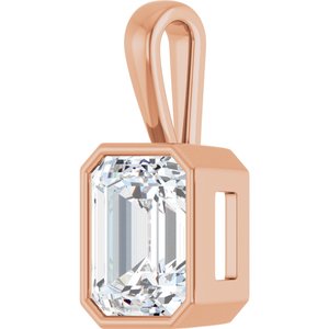 18K Rose Gold 12x10 mm Emerald Charm/Pendant Mounting – image 3
