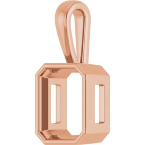 18K Rose Gold 12x10 mm Emerald Charm/Pendant Mounting – image 4