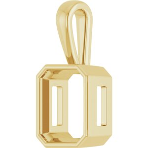 18K Yellow Gold 12x10 mm Emerald Charm/Pendant Mounting – image 4