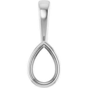 18K Palladium White Gold 9x6 mm Pear Charm/Pendant Mounting – image 2