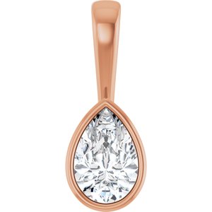 18K Rose Gold 9x6 mm Pear Charm/Pendant Mounting