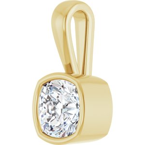 14K Yellow Gold 7x7 mm Cushion Charm/Pendant Mounting – image 3