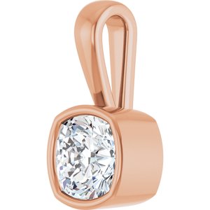 10K Rose Gold 7x7 mm Cushion Charm/Pendant Mounting – image 3