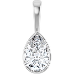 18K X1 White Gold 14x9 mm Pear Charm/Pendant Mounting