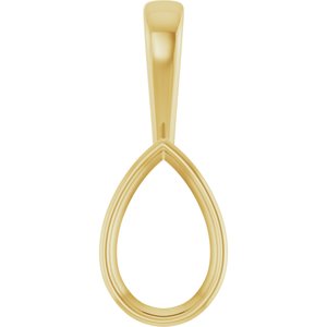 18K Yellow Gold 14x9 mm Pear Charm/Pendant Mounting – image 2