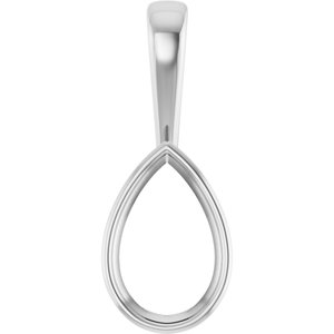 18K X1 White Gold 14x9 mm Pear Charm/Pendant Mounting – image 2