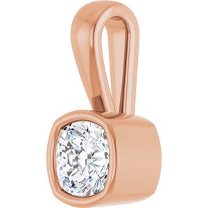 18K Rose Gold 5x5 mm Cushion Charm/Pendant Mounting – image 3