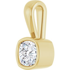 10K Yellow Gold 5x5 mm Cushion Charm/Pendant Mounting – image 3