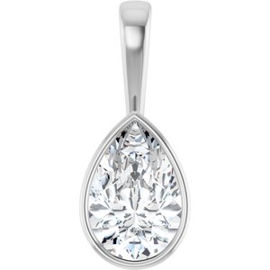 14K White Gold 15x10 mm Pear Charm/Pendant Mounting