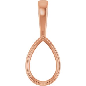 18K Rose Gold 15x10 mm Pear Charm/Pendant Mounting – image 2