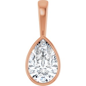 18K Rose Gold 15x10 mm Pear Charm/Pendant Mounting