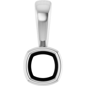 18K Palladium White Gold 4x4 mm Cushion Charm/Pendant Mounting – image 2