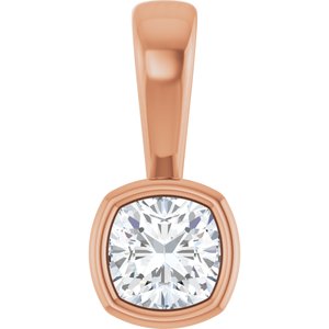 14K Rose Gold 4x4 mm Cushion Charm/Pendant Mounting
