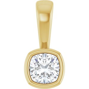 18K Yellow Gold 4x4 mm Cushion Charm/Pendant Mounting