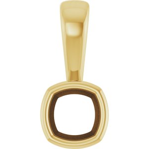 14K Yellow Gold 4x4 mm Cushion Charm/Pendant Mounting – image 2