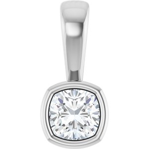 14K White Gold 4x4 mm Cushion Charm/Pendant Mounting