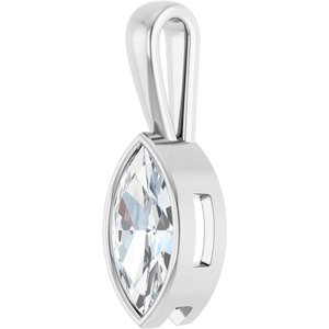 14K White Gold 13x6.5 mm Marquise Charm/Pendant Mounting – image 3