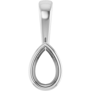 18K Palladium White Gold 7x4.5 mm Pear Charm/Pendant Mounting – image 2