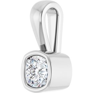 18K Palladium White Gold 4x4 mm Cushion Charm/Pendant Mounting – image 3