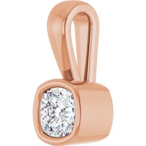 10K Rose Gold 4x4 mm Cushion Charm/Pendant Mounting – image 3