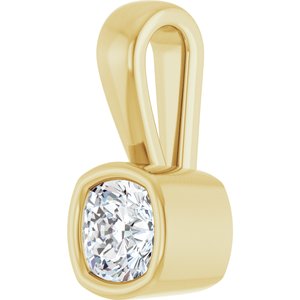 10K Yellow Gold 4x4 mm Cushion Charm/Pendant Mounting – image 3