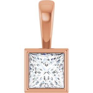 14K Rose Gold 5.5x5.5 mm Square Charm/Pendant Mounting