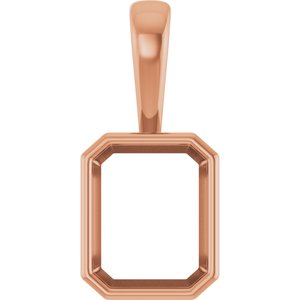 14K Rose Gold 10x8 mm Emerald Charm/Pendant Mounting – image 2