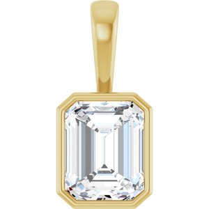 14K Yellow Gold 10x8 mm Emerald Charm/Pendant Mounting